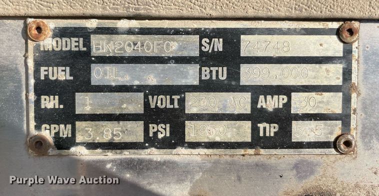 image for item NY9954 Zep HW2040F0  pressure washer