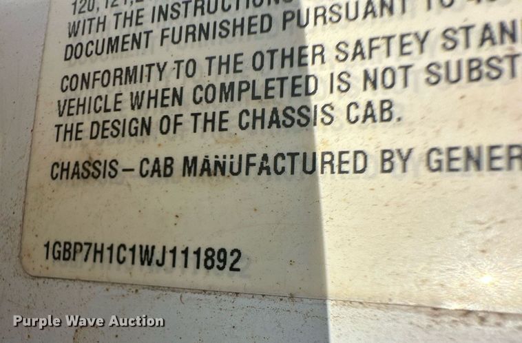 image for item OC9512 1998 Chevrolet C7500  truck cab and chassis