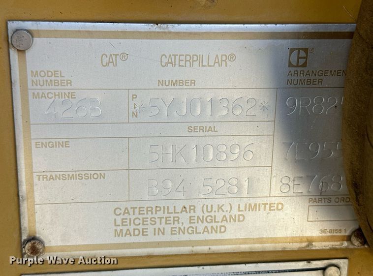 image for item OC9514 1994 Caterpillar 426B  backhoe