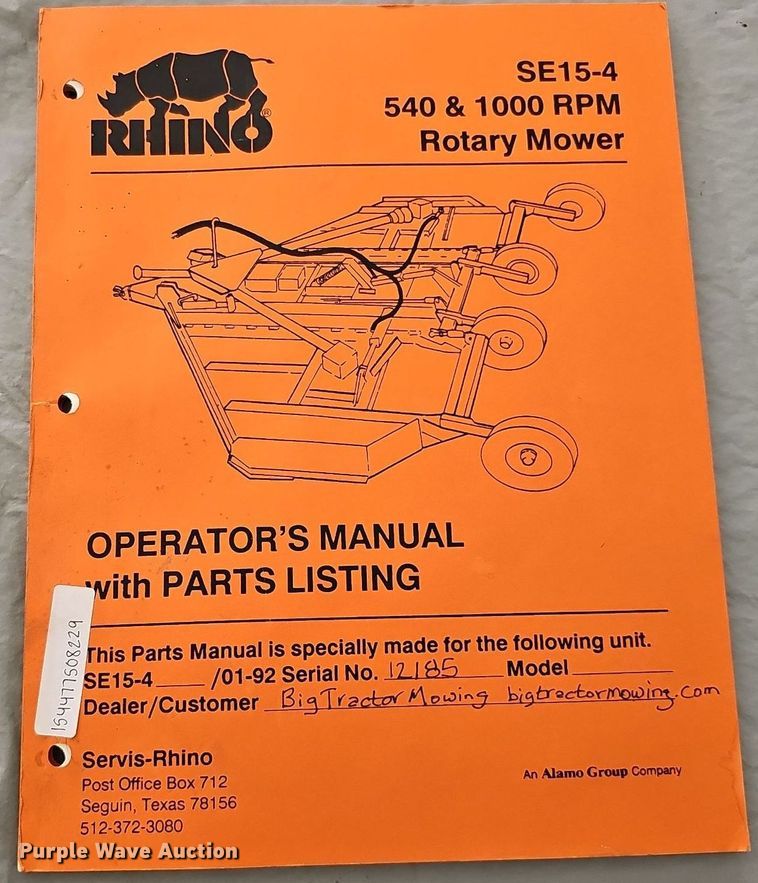 image for item DQ1189 Rhino SE415  batwing rotary mower