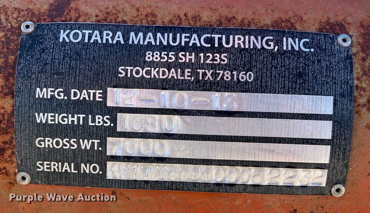 image for item DS2430 2014 Kotara  hay bale trailer