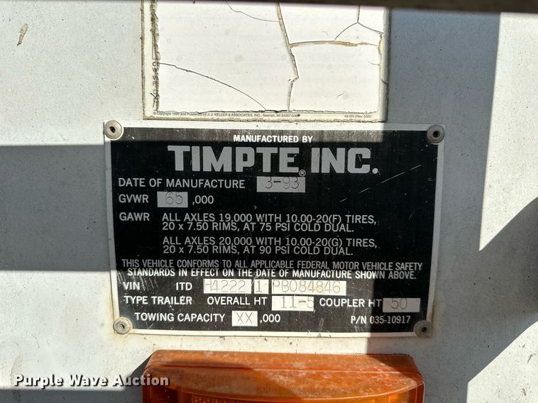 image for item DW2779 1993 Timpte  grain trailer