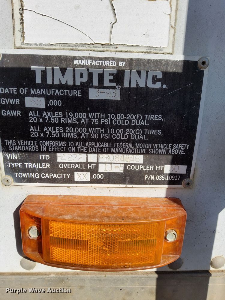 image for item DW2779 1993 Timpte  grain trailer