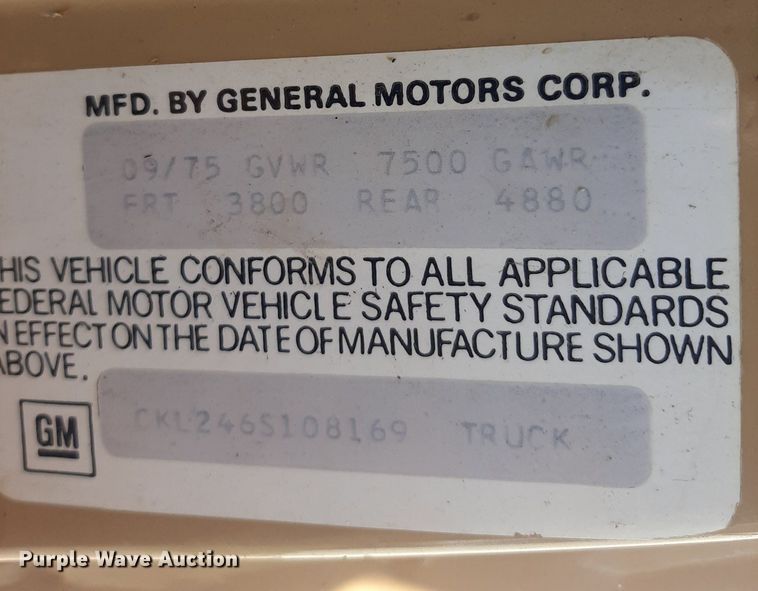 image for item EB9784 1976 Chevrolet Custom Deluxe 20  pickup truck