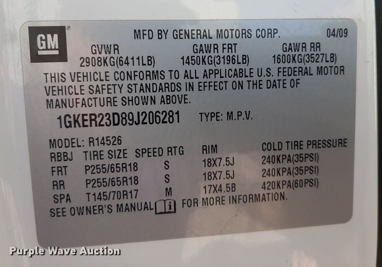 image for item EB9790 2009 GMC Acadia  SUV