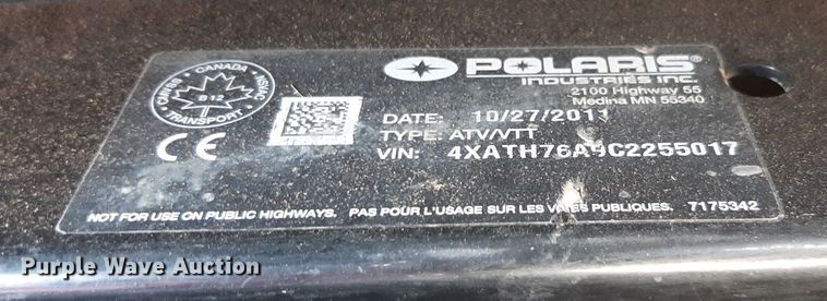 image for item EB9792 2012 Polaris Ranger 800  utility vehicle