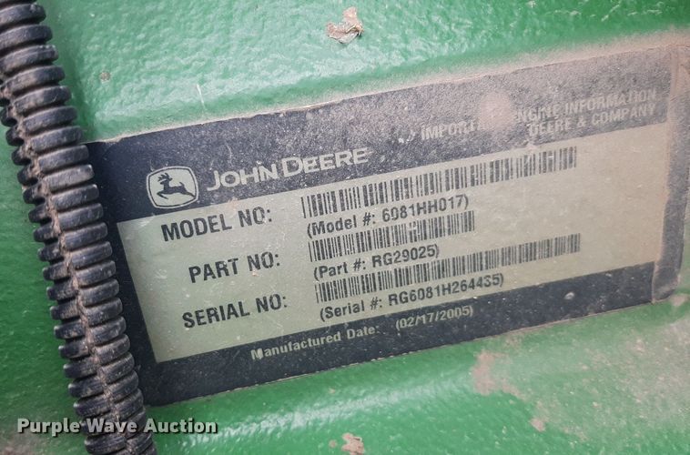 image for item EB9796 2005 John Deere 9660  RWA combine