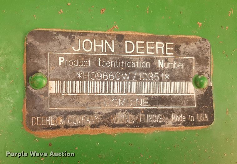 image for item EB9796 2005 John Deere 9660  RWA combine