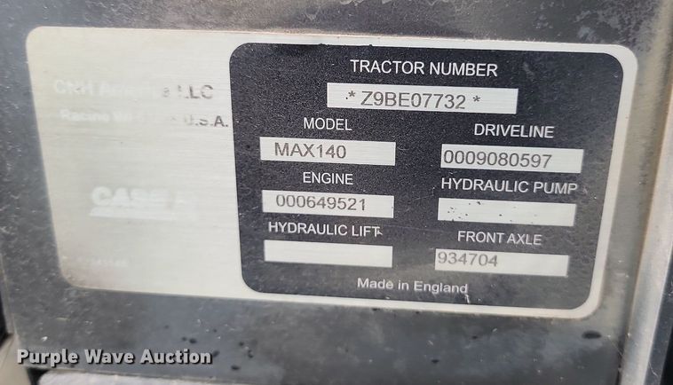 image for item JE9515 2009 Case Maxxum 140  tractor