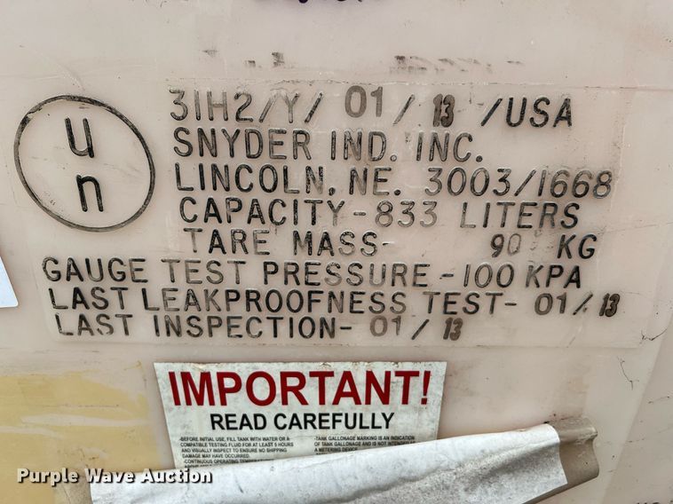 image for item LU9815 (4) Snyder 220 gallon totes