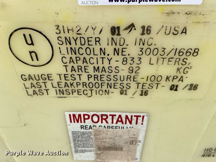 image for item LU9818 (3) Snyder 220 gallon totes