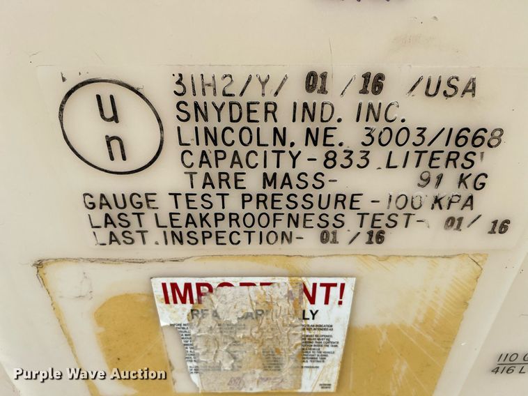 image for item LU9818 (3) Snyder 220 gallon totes