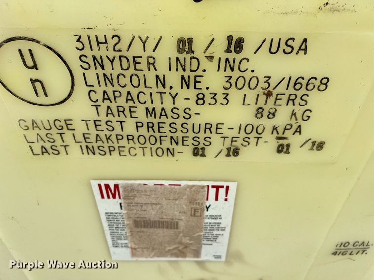 image for item LU9818 (3) Snyder 220 gallon totes