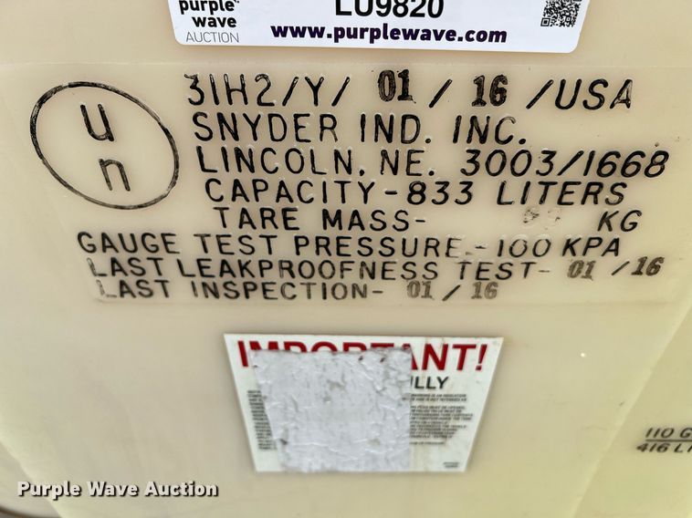 image for item LU9820 (3) Snyder 220 gallon totes