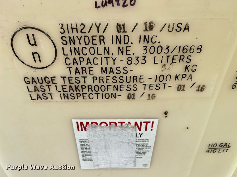 image for item LU9820 (3) Snyder 220 gallon totes