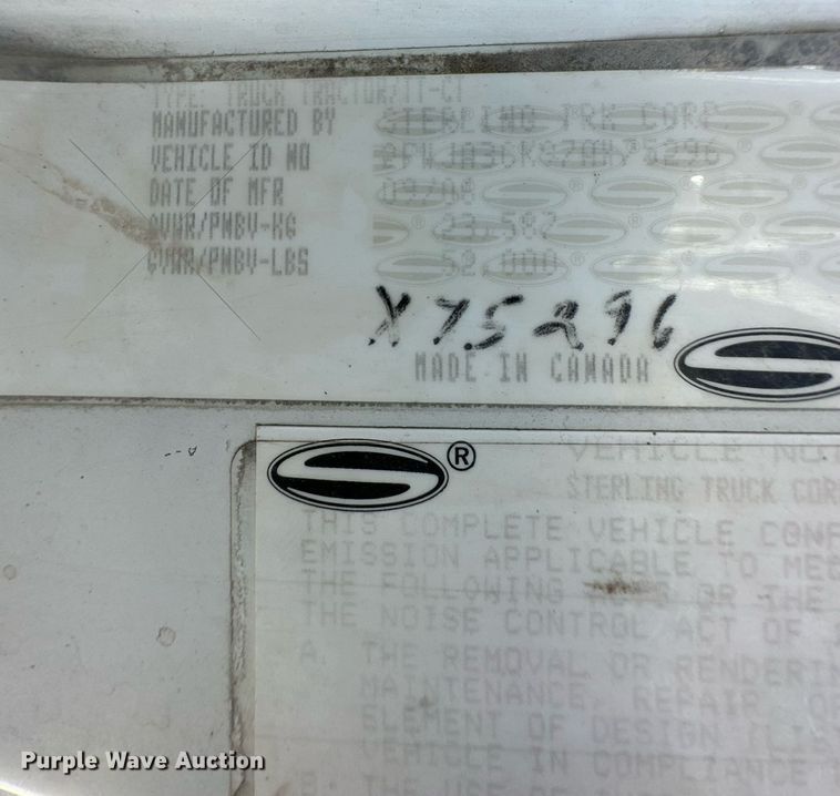 image for item DH1807 2007 Sterling AT9500  semi truck