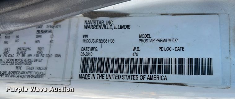 image for item DH1821 2011 International ProStar Premium  semi truck