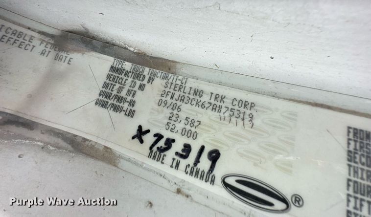 image for item DH1836 2007 Sterling AT9500  semi truck