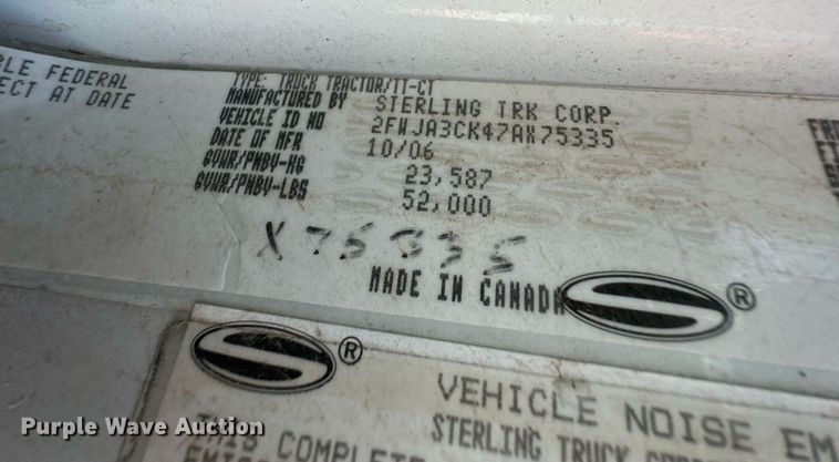 image for item DH1841 2007 Sterling AT9500  semi truck