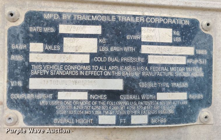 image for item DI3020 2000 Trailmobile  dry van trailer