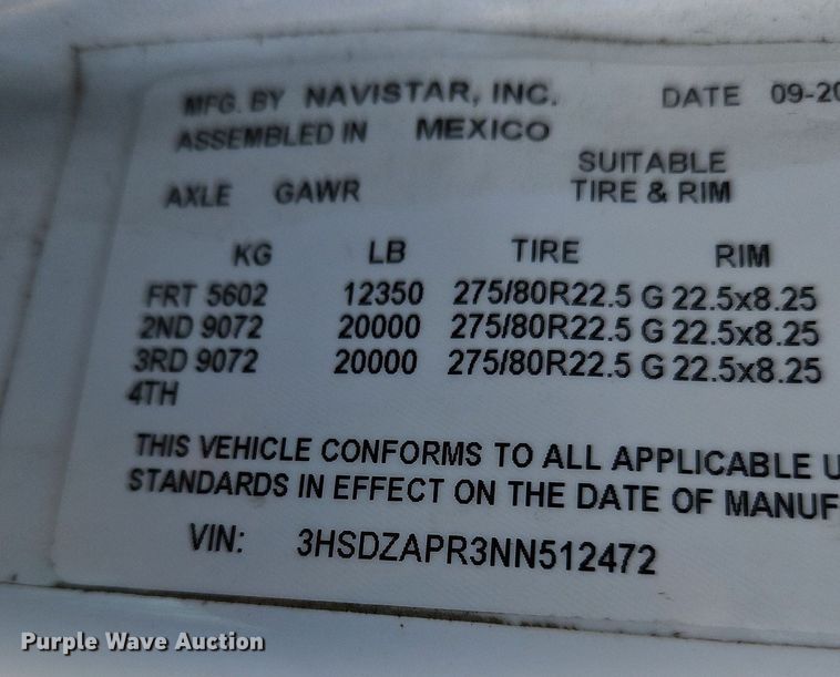 image for item DO1167 2022 International LT625  semi truck