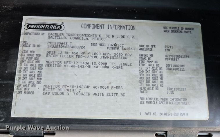 image for item DP2454 2011 Freightliner Cascadia  semi truck