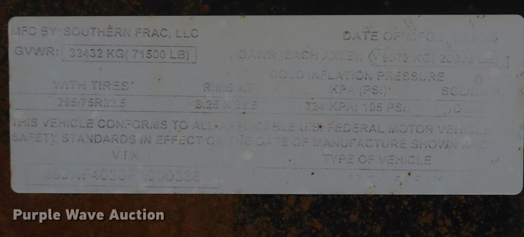 image for item FB9860 2015 Southern Frac  container trailer