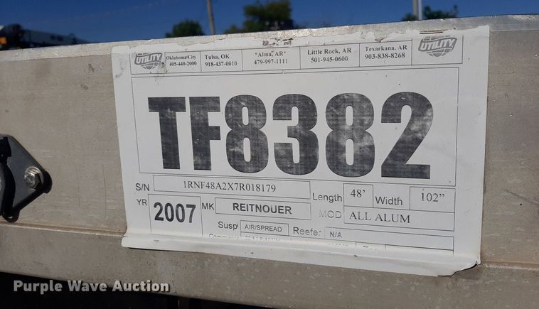 image for item KD9228 2007 Reitnouer MaxLite  flatbed trailer