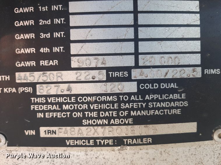 image for item KD9228 2007 Reitnouer MaxLite  flatbed trailer