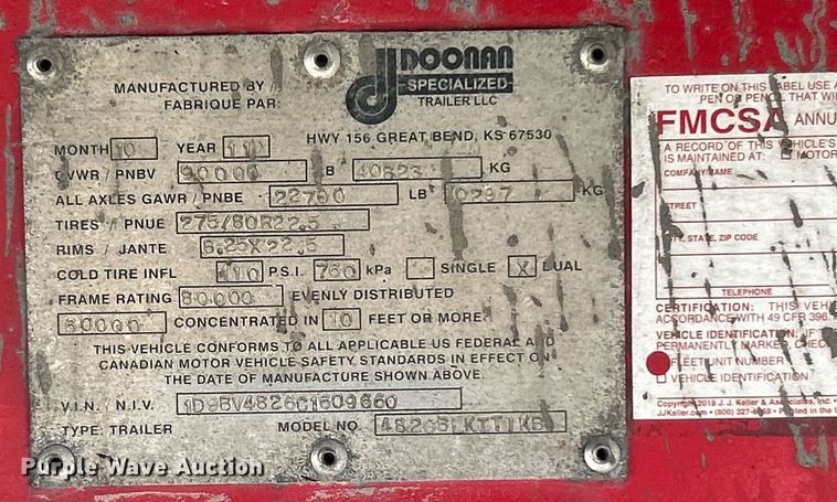 image for item KH9523 2012 Doonan 4820BLKTTIKB  flatbed trailer
