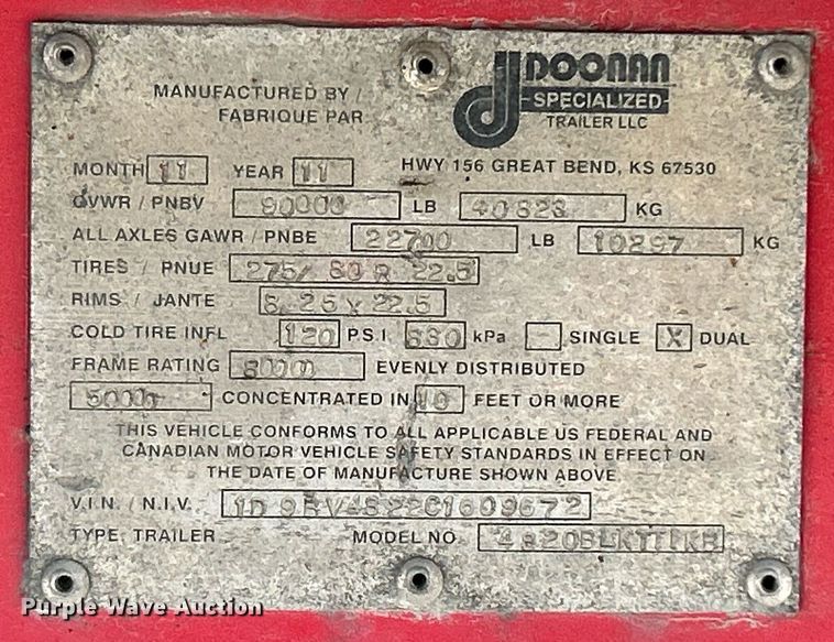image for item KH9525 2012 Doonan 4820BLKTTIKB  flatbed trailer