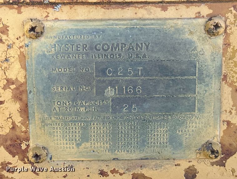 image for item KT9296 1964 Hyster C25T  equipment trailer