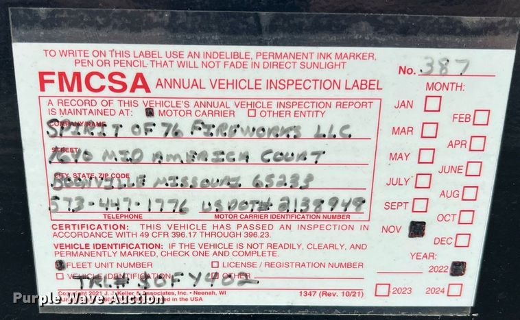 image for item NA9250 2021 Dorsey Intermodal SC40  container trailer