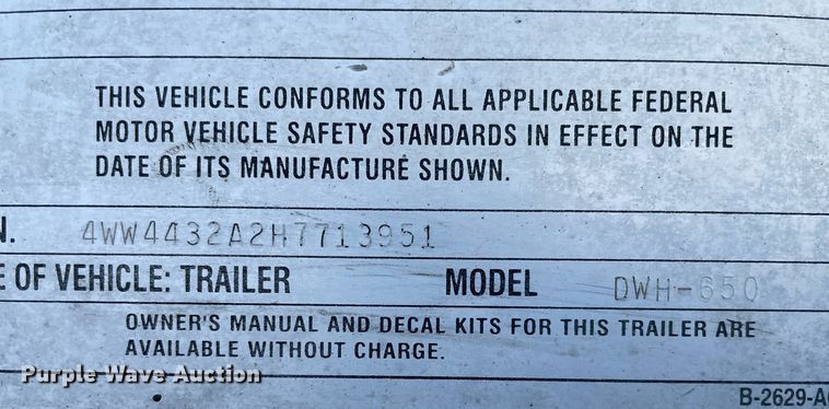 image for item NX9802 2017 Wilson DWH-650  grain trailer