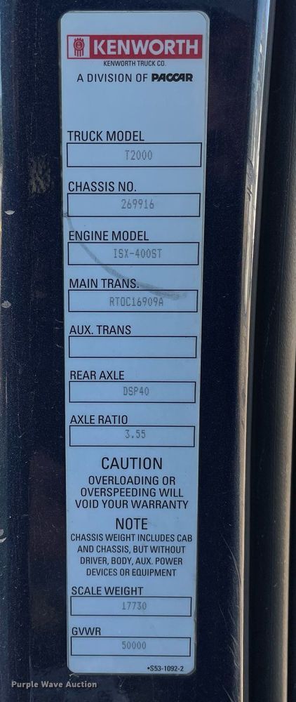 image for item NX9804 2010 Kenworth T2000  semi truck