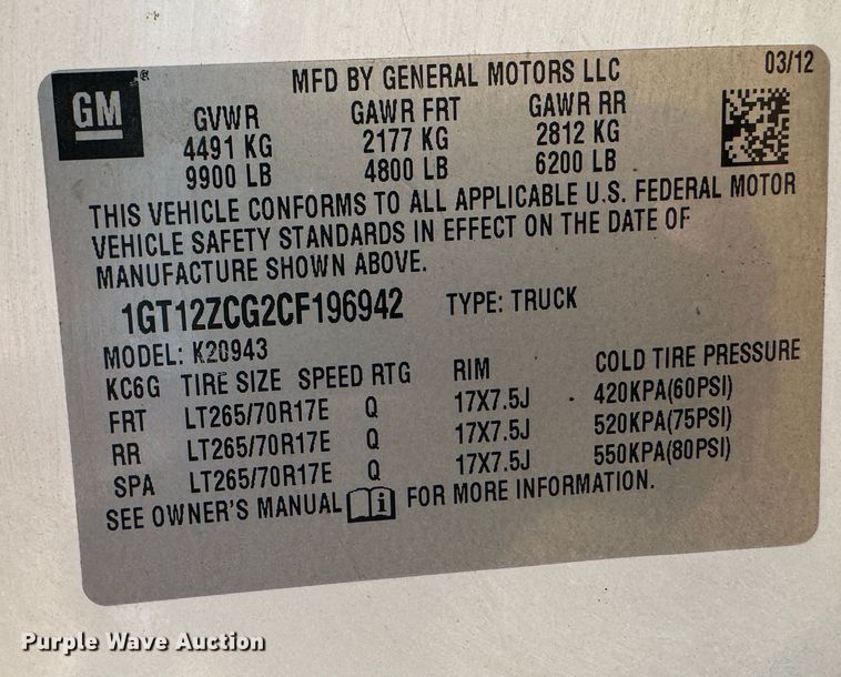 image for item DK2569 2012 GMC Sierra 2500HD  Crew Cab flatbed pickup truck