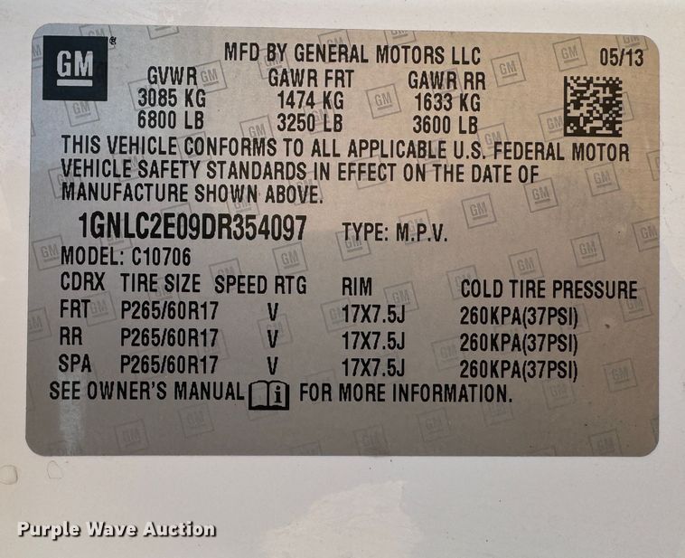 image for item DK2570 2013 Chevrolet Tahoe Police  SUV