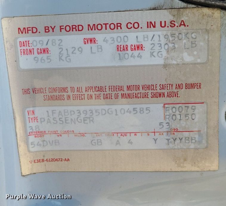 image for item DK4107 1983 Ford LTD