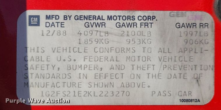 image for item DK4112 1989 Pontiac Firebird