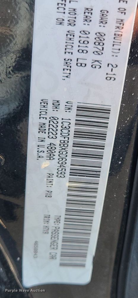 image for item DK4118 2016 Dodge Dart