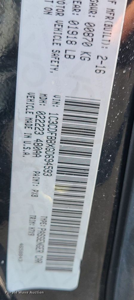 image for item DK4118 2016 Dodge Dart