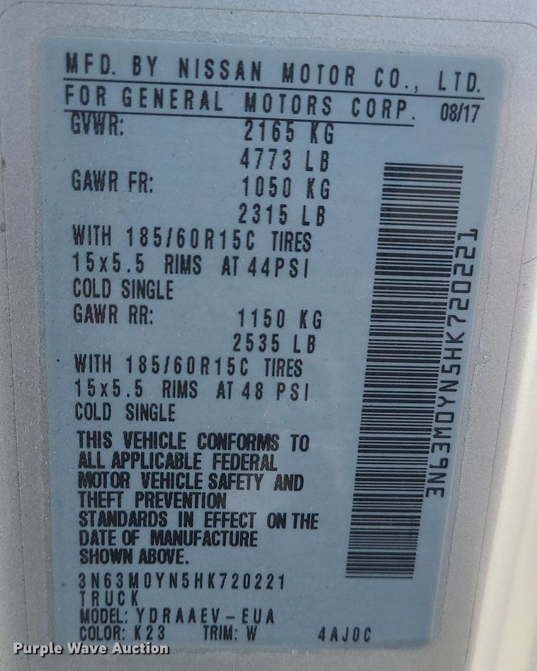 image for item DK4120 2017 Chevrolet City Express  van