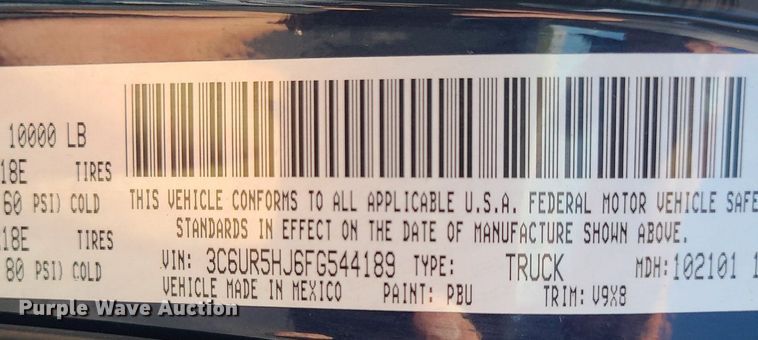 image for item DK4121 2015 Dodge Ram 2500  Crew Cab pickup truck