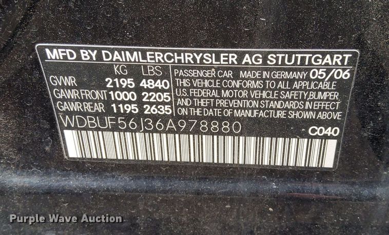 image for item DK8845 2006 Mercedes Benz E350