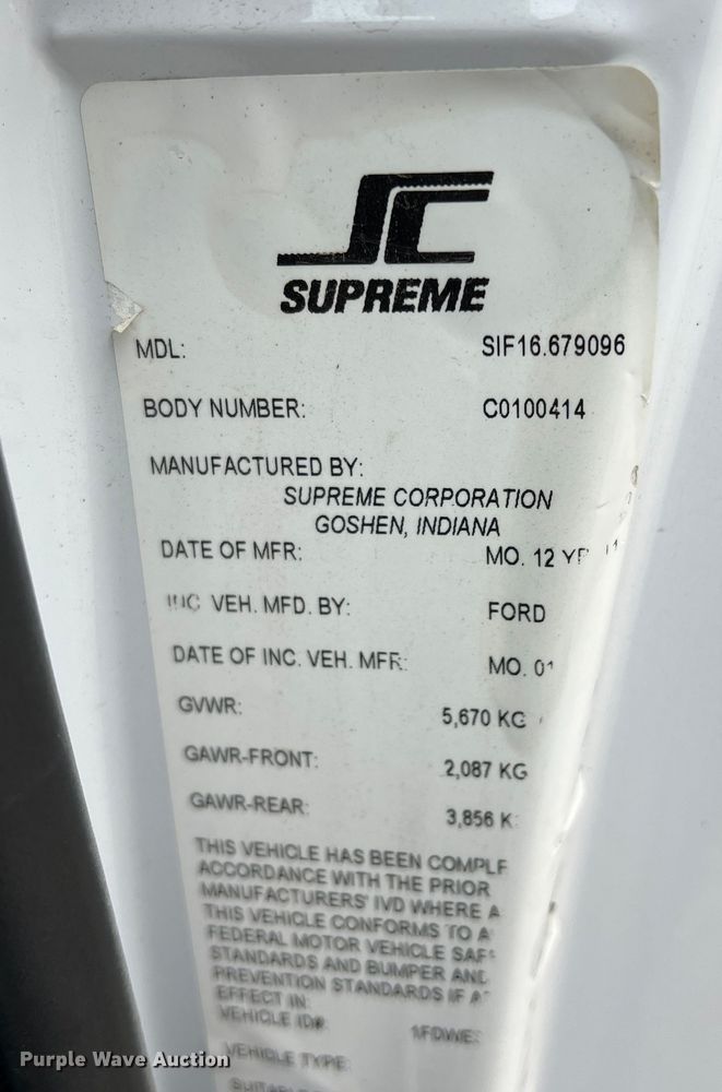 image for item DN3156 2012 Ford E350 Super Duty  box truck