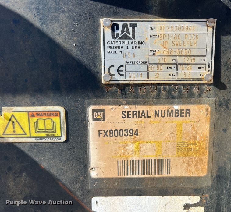 image for item DN3158 2014 Caterpillar BP118C  skid steer sweeper