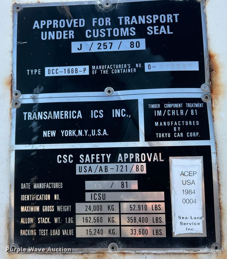 image for item DN3162 Tokyo Car Corp.  shipping container