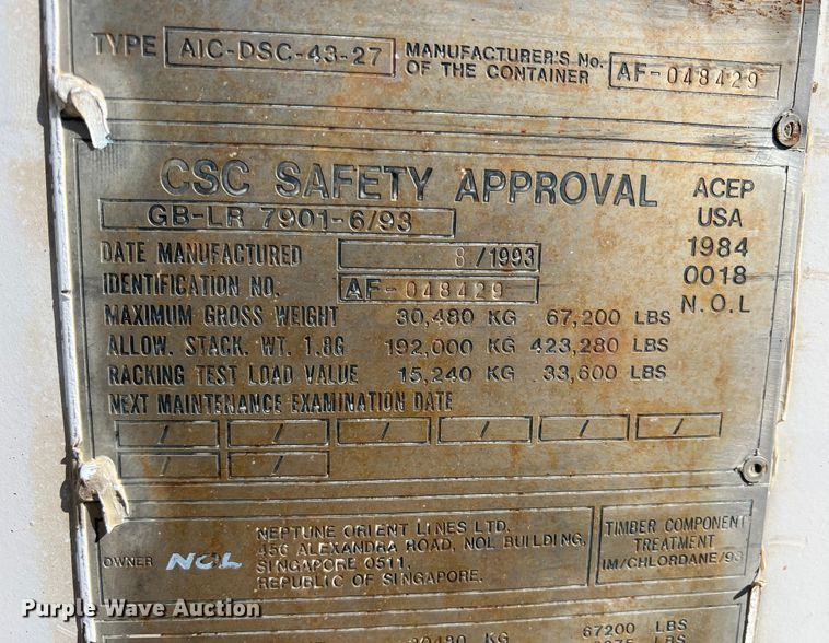 image for item DN3164 Associated Industries  shipping container