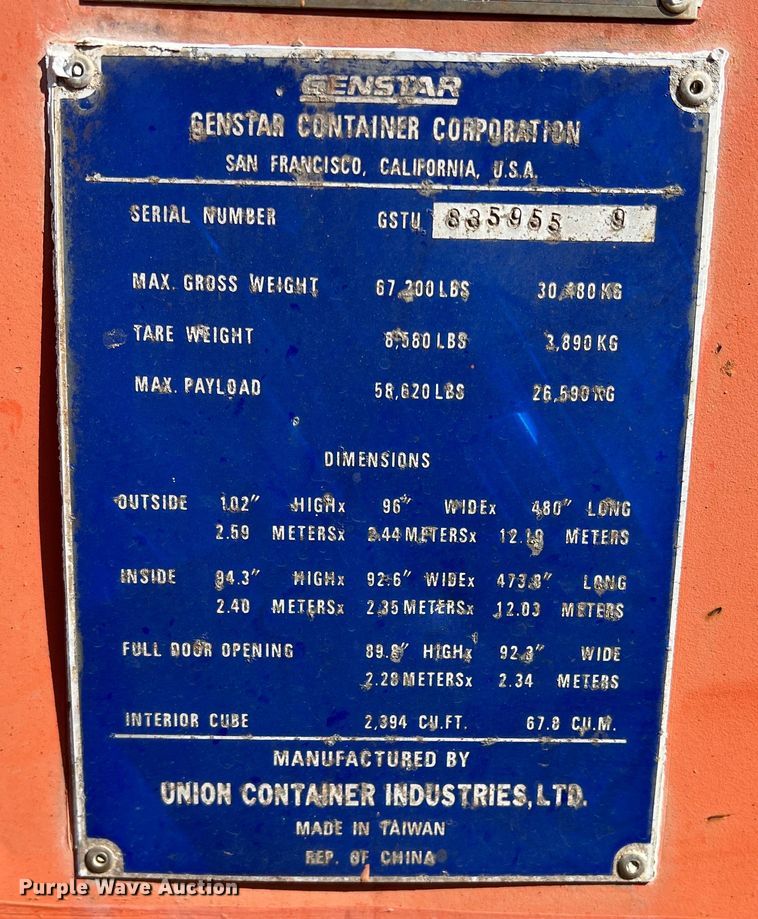 image for item DN3165 Union Container Industries  shipping container