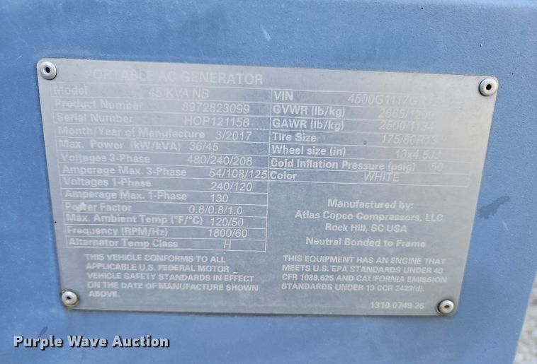 image for item DN7002 2016 Atlas  generator